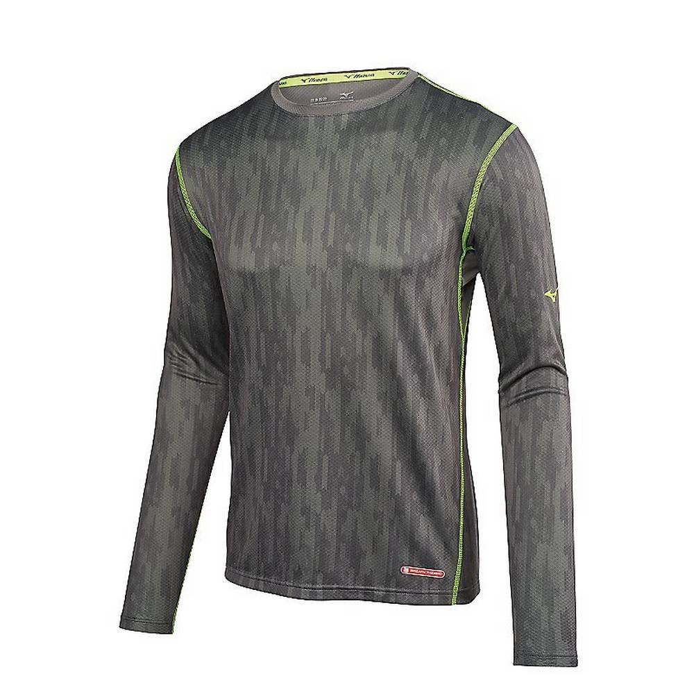 Panske Base Layer Mizuno Breath Thermo Bezecke Siva/Žlté Vypredaj EAQT13752